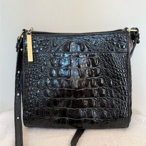 Brahmin Black Crocodile Embossed Crossbody Bag